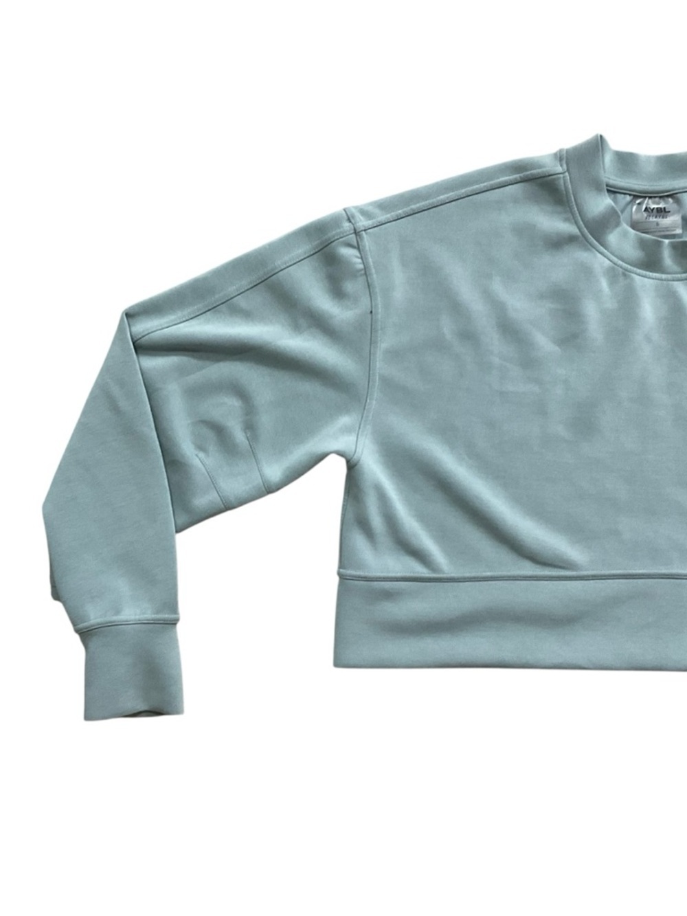 AYBL Cropped Sweatshirt Womens Small Green Athleisure Gym Pullover - Picture 3 of 12